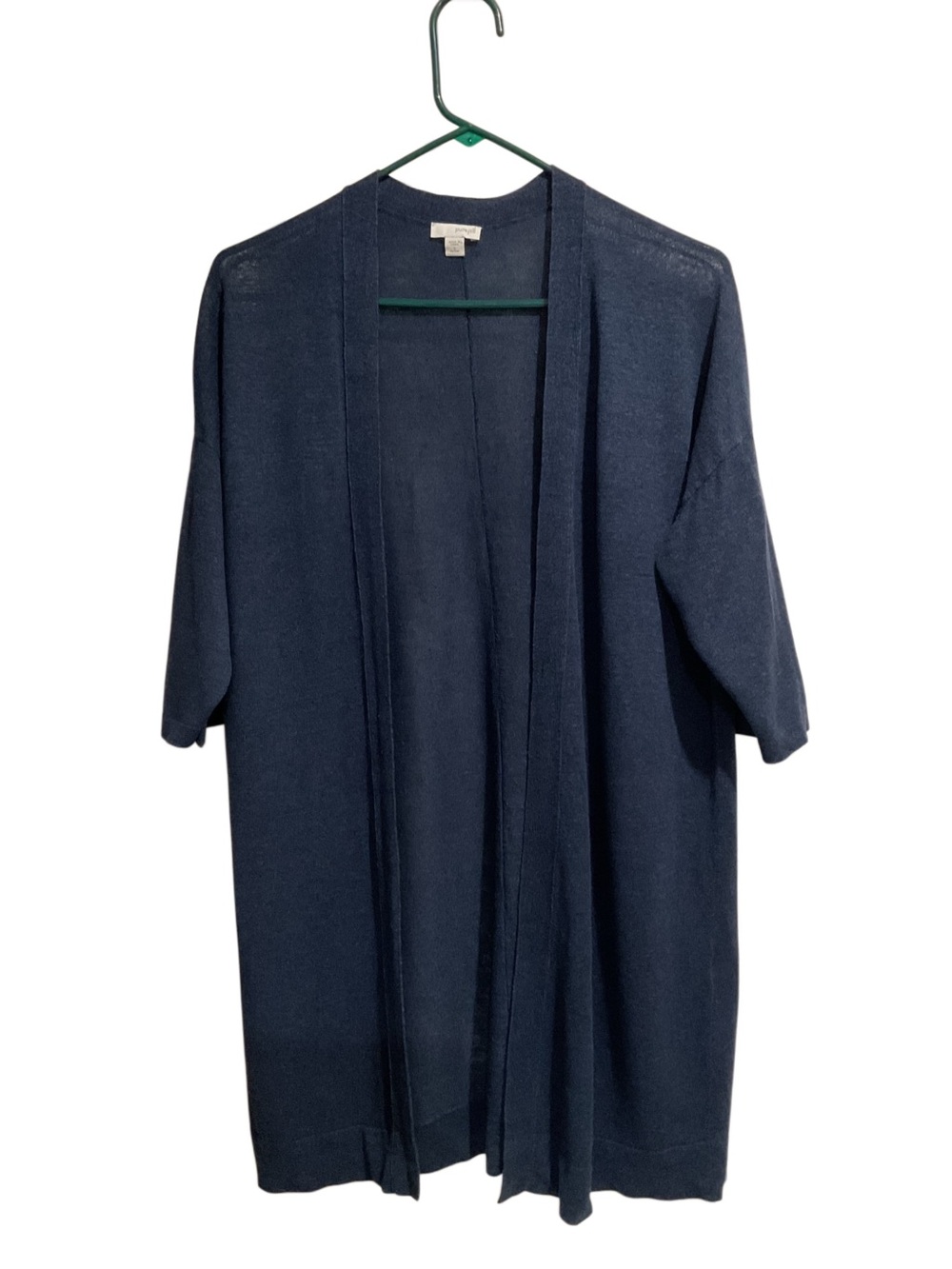 Pure Jill Open Front Lightweight Cardigan Sweater Blue Semi-Sheer‎